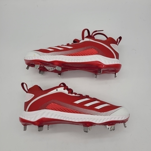 adidas Icon 6 Bounce Team Power Baseball Metal Cleats Men 7.5 Shoes Red NEW - Picture 9 of 15